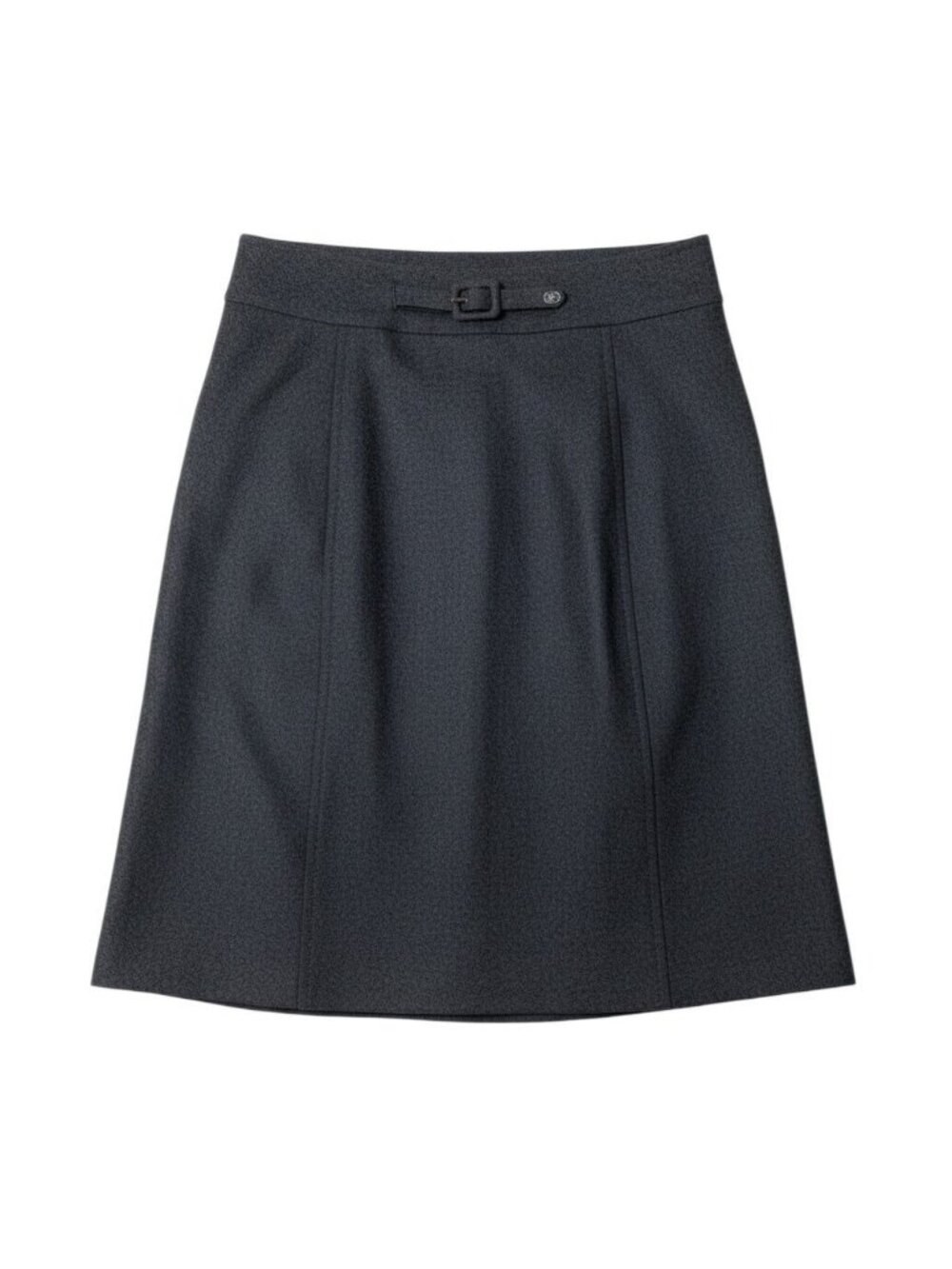Chanel Pencil Skirt Knee Length CC Logo Belt Design Gray 38